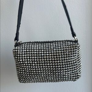 Chic Silver and Black Mini Bag with Structured Design